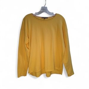 Elliot Lauren Yellow Cotton Cashmere Blend Sweater Classic Fit Long Sleeve Large
